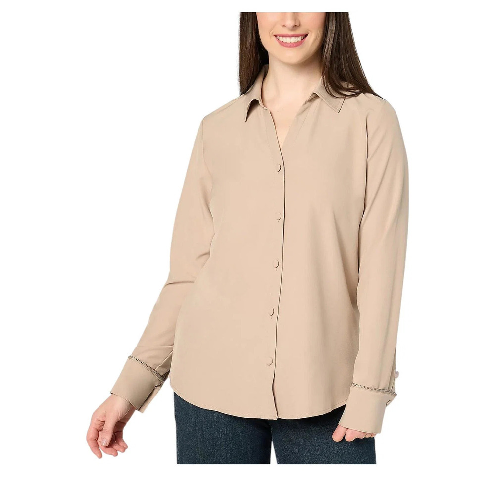 Jingle Belles by Kim Gravel Women's Sparkle Blouse Silver Mink - Regular